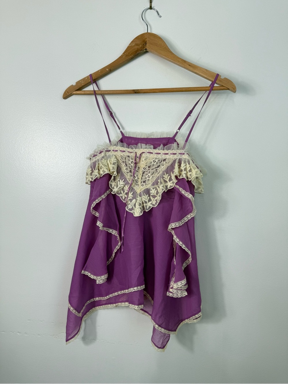 Urban Outfitters Purple Lace-Trim Spaghetti Strap Top